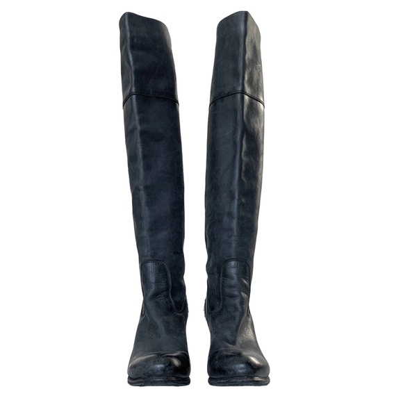 D-Segno Black Leather Studded Knee High Boots • Sz 8 - Picture 3 of 11